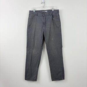 Carhartt Men's 38x34 Relaxed Fit Rugged Flex Canvas Work Pants Gray Distressed
